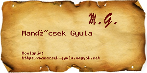 Manácsek Gyula névjegykártya